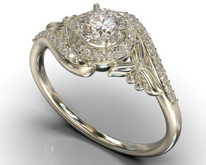 Unique Blooming Diamond Halo Engagement Ring