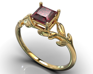 Unique Ruby Flower Engagement Ring