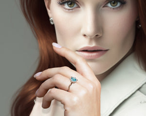 Flower Style Aquamarine Engagement Ring With Diamonds