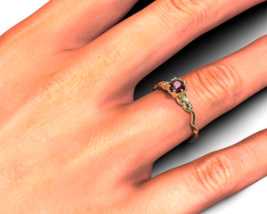 Unique Flower Ruby Engagement Ring