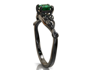 Black Gold Emerald Engagement Ring