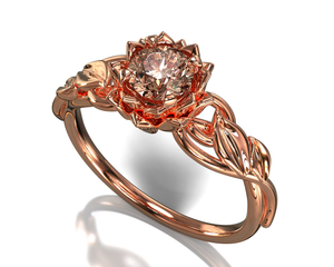 Unique Lotus Flower Engagement Ring With Morganite