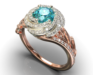 Aquamarine Floral Engagement Ring