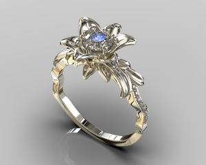 Blooming Moissanite Flower Engagement Ring