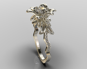 Blooming Moissanite Flower Engagement Ring