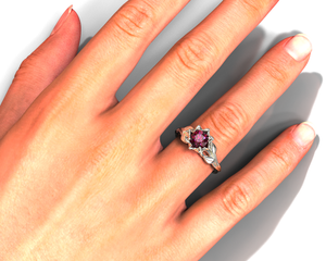 White Gold Ruby Flower Engagement Ring