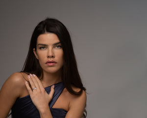 Two Tone Flower Moissanite Engagement Ring