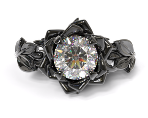 Gothic Diamond Flower Engagement Ring