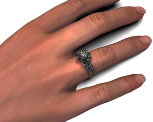 Gothic Diamond Flower Engagement Ring