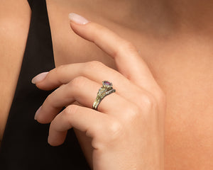 Unique Morganite Flower Wedding Ring Set