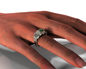 Emerald Flower Bridal Ring Set