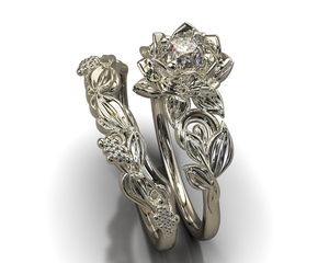 Floral Wedding Ring Set