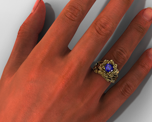 Flower Tanzanite Wedding Ring Set