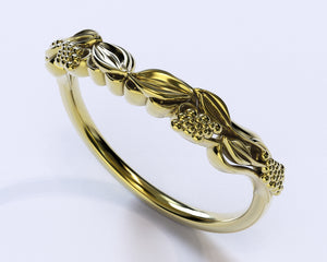 Unique Black Floral Wedding Ring