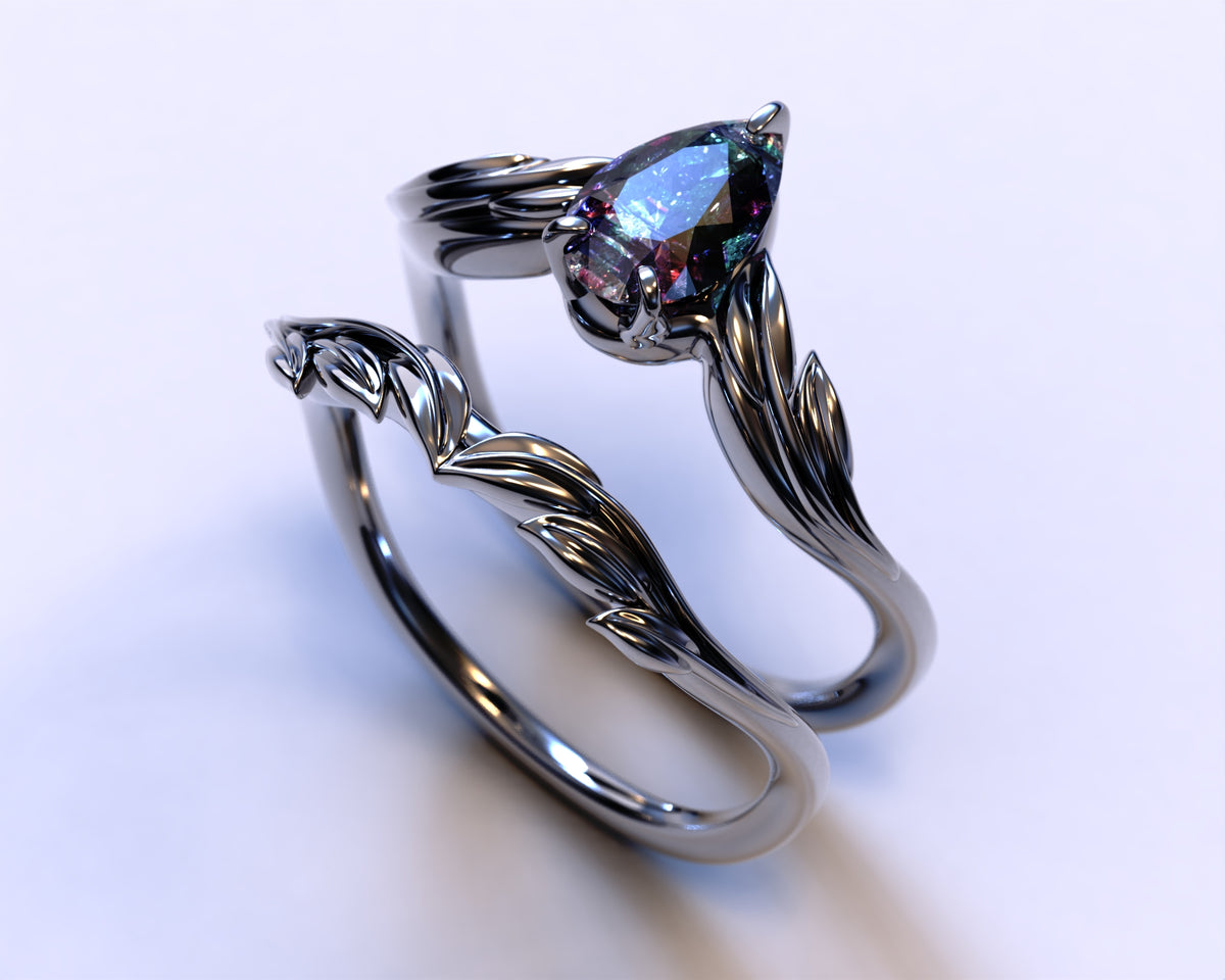 Twig Alexandrite Engagement Ring Set