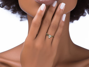 14K Gold Pear Shaped Diamond Engagement Ring - Boho Style