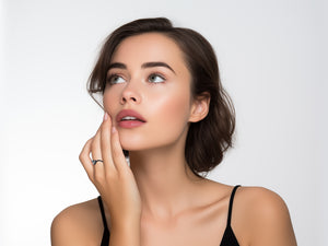 Moss Agate Teardrop Ring With Black Diamonds