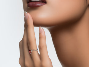 Pear Garnet Engagement Ring Set