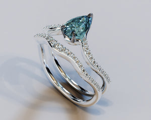 Teal Sapphire Engagement Ring Set
