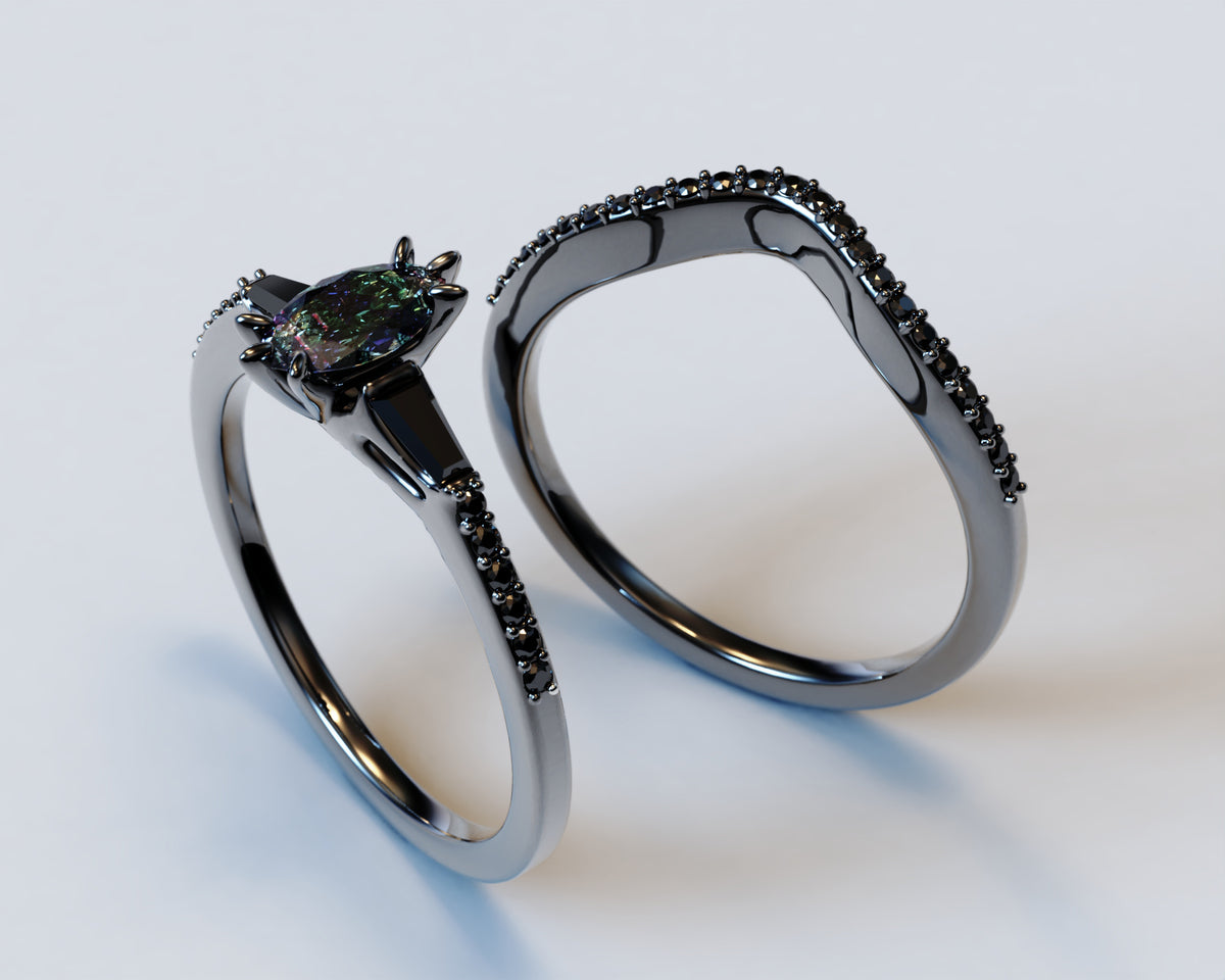 Alexandrite Marquise Engagement Ring Set