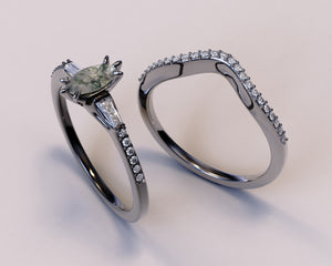 Moss Agate Engagement Ring
