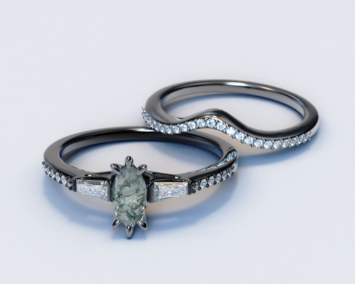 Moss Agate Engagement Ring