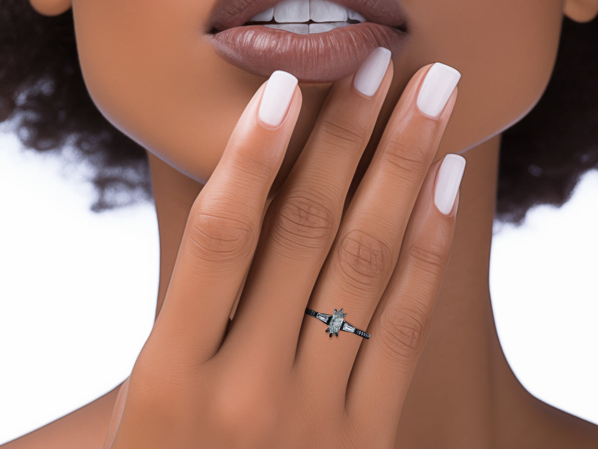 Moss Agate Engagement Ring
