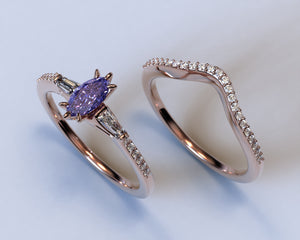 Marquise Tanzanite Engagement Ring - Art Deco Style