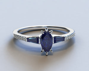 Sapphire Marquise Engagement Ring Set