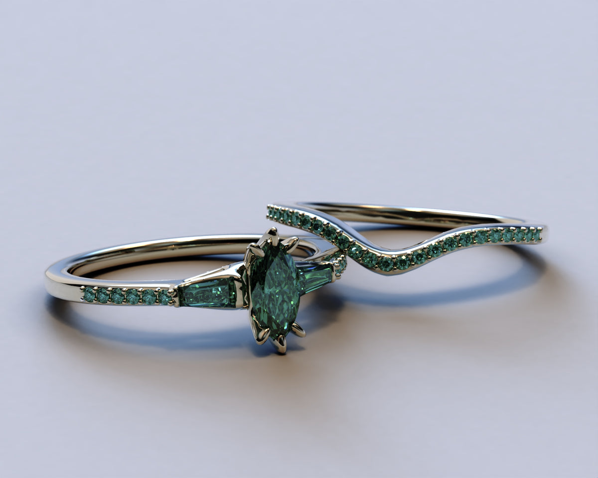 Emerald Marquise Cut Stacking Ring