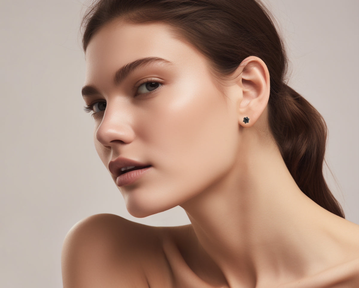 Black Diamond Gothic Earrings - Lotus Earrings