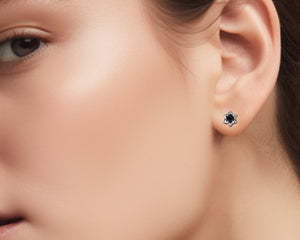 Black Diamond Art Nouveau Earrings - Lotus Earrings