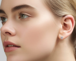 Lab Created Diamond Earrings - Lotus Earrings