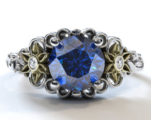 Flower Engagement Ring Sapphire 1.5 Carat