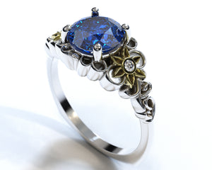 Flower Engagement Ring Sapphire 1.5 Carat