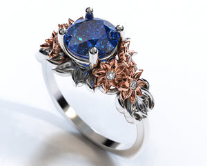 Flower Engagement Ring Sapphire
