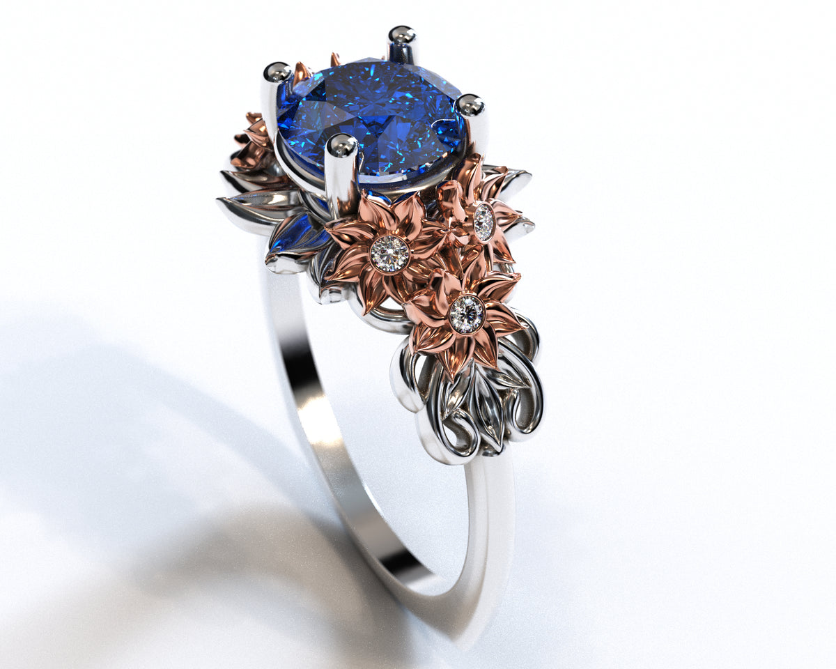Flower Engagement Ring Sapphire