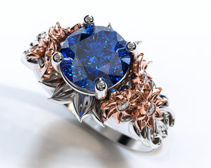 Flower Engagement Ring Sapphire