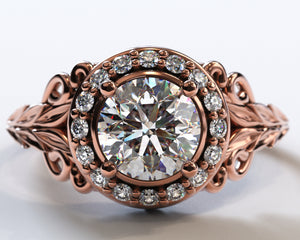 Flower Halo Engagement Ring Rose Gold