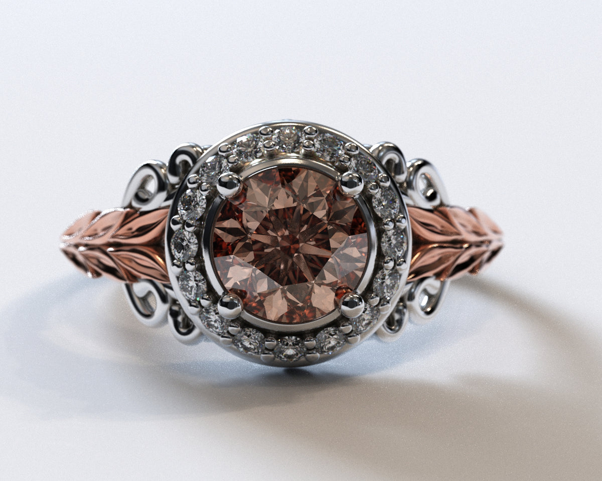 Flower Morganite Halo Engagement Ring