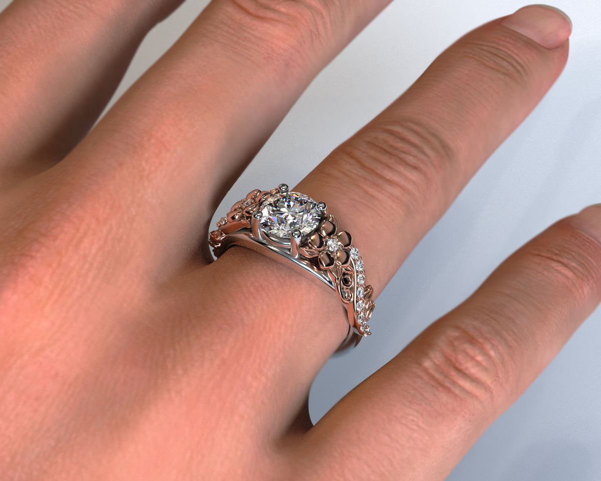 Unique Lotus Flower Engagement Ring