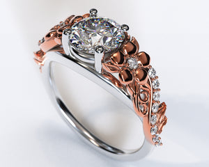 Unique Lotus Flower Engagement Ring