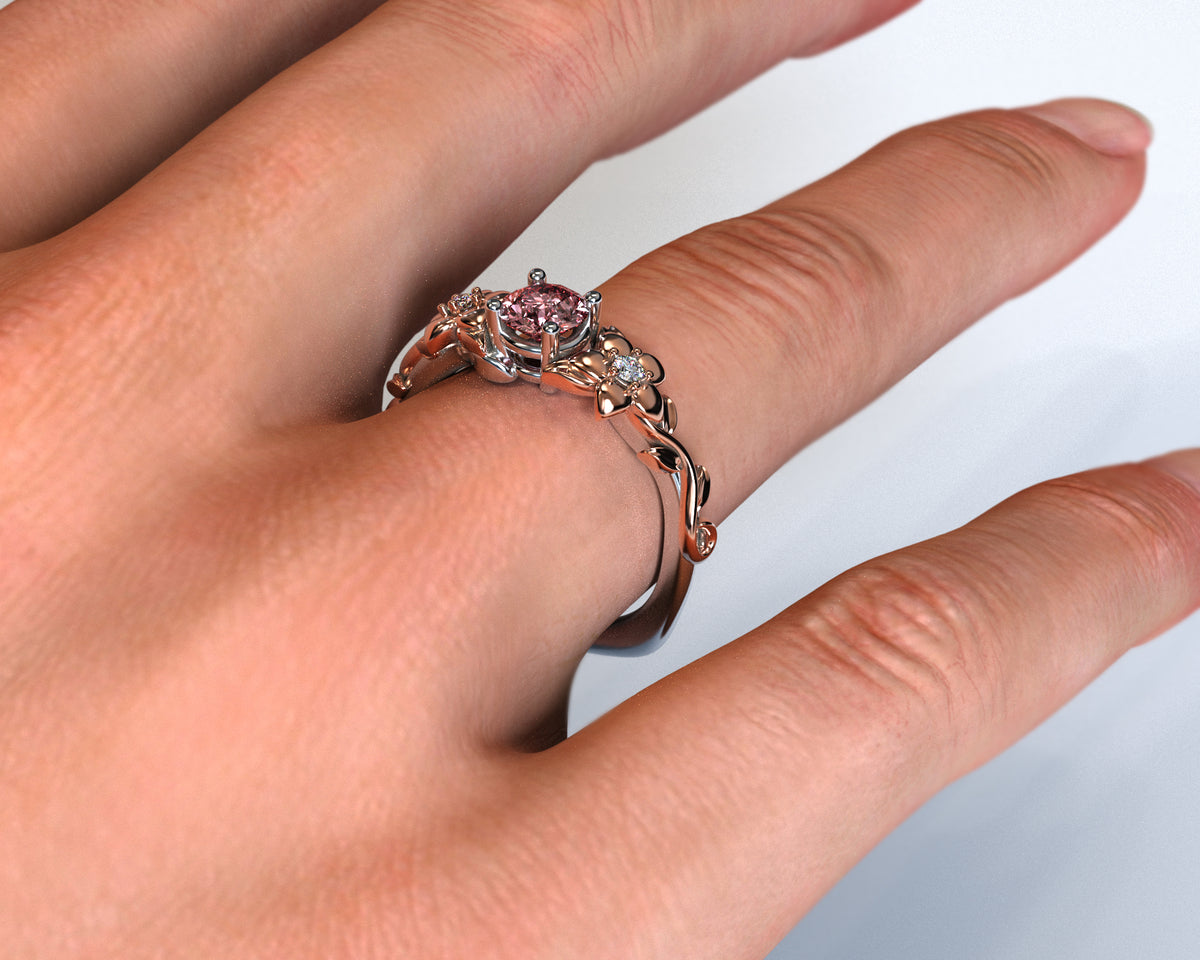 Floral Morganite Engagement Ring