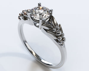 Unique Lotus Flower Two Tone Gold Solitaire Engagement Ring