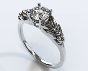 Unique Flower Shaped Two Tone Gold Solitaire Engagement Ring
