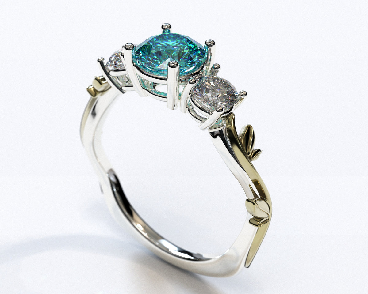 Unique 3 Stone Aquamarine Engagement Ring