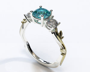 Unique 3 Stone Aquamarine Engagement Ring