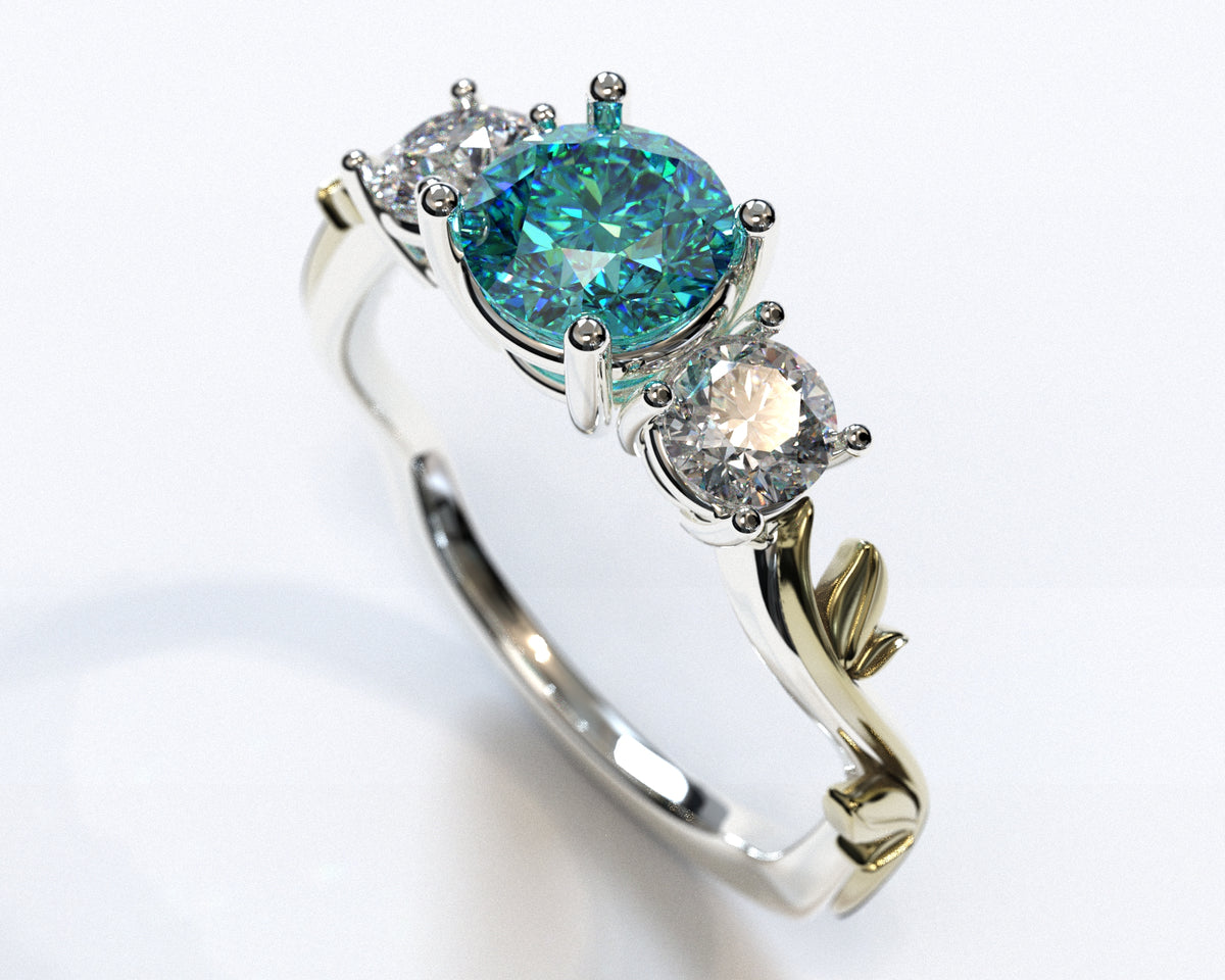 Unique 3 Stone Aquamarine Engagement Ring