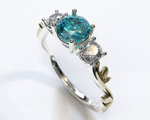 Unique 3 Stone Aquamarine Engagement Ring