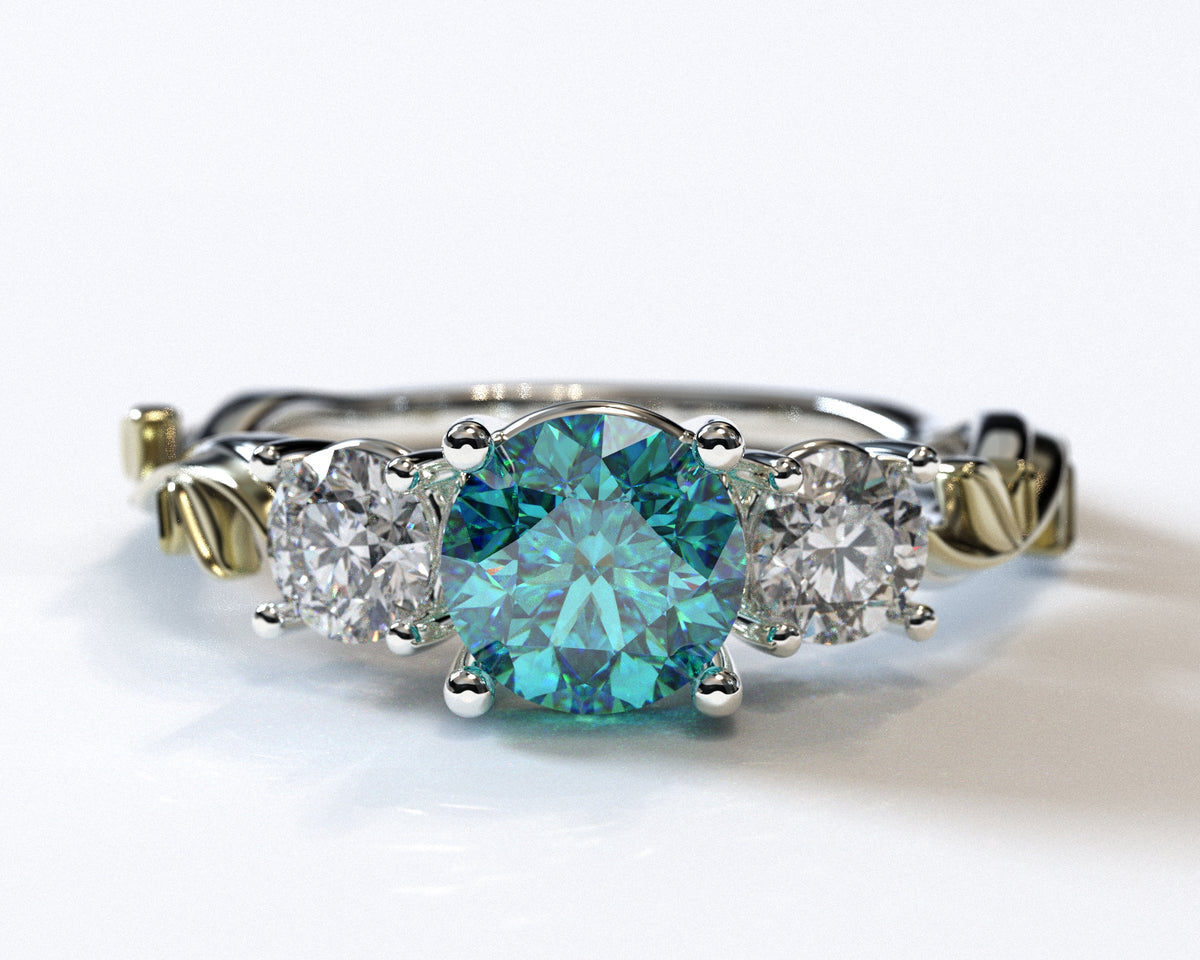 Unique 3 Stone Aquamarine Engagement Ring